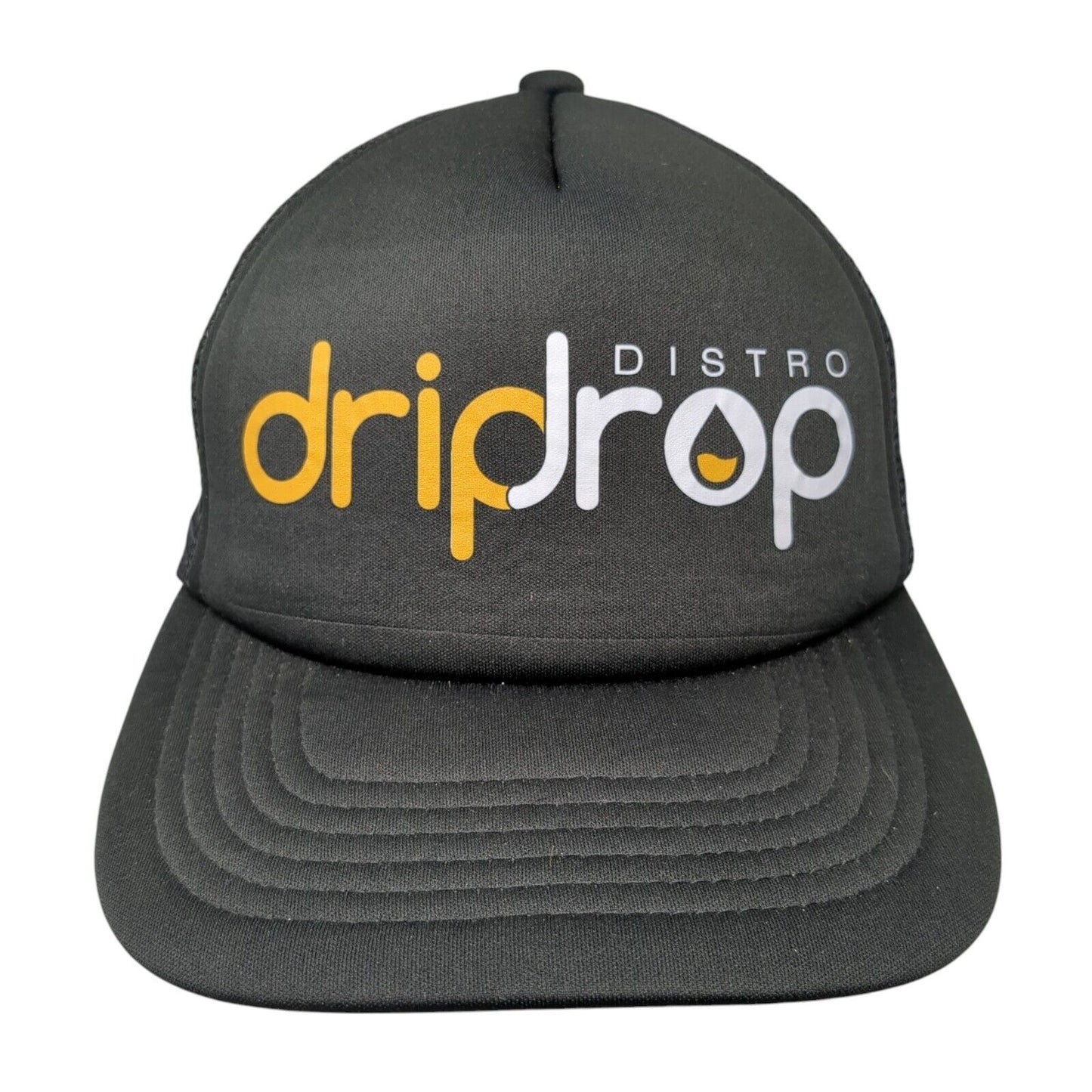 Drip Drop Distro Snapback Trucker Hat Black One Size Mesh Back Solid