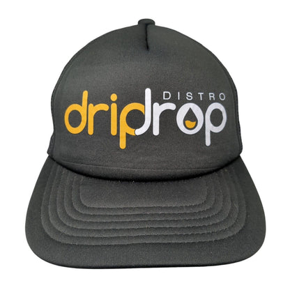 Drip Drop Distro Snapback Trucker Hat Black One Size Mesh Back Solid