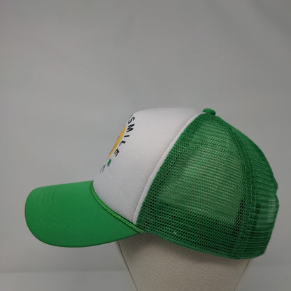 Happy Smile Lucky Snapback Trucker Hat Green OSFM Mesh Back David and Young