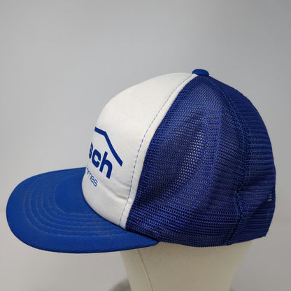 Headliner Trucker Hat Blue White OSFM Mesh Snapback Nulisch Custom Homes Logo