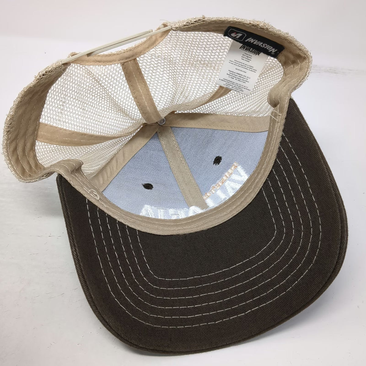 Invasion Brown Trucker Hat One Size Puerto Vallarta Mexico Mesh Snapback Stitch