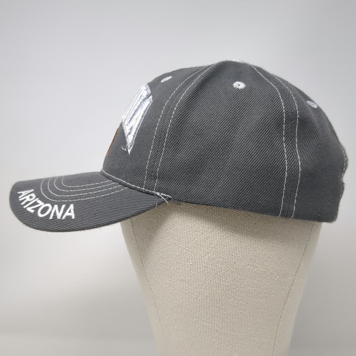 Arizona 3D Embroidery Baseball Cap Gray One Size Strapback AZ Patch Stitch Hat
