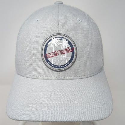 TravisMathew Baseball Cap Gray M Palm Tree Patch Flexfit Curved Brim Golf Hat