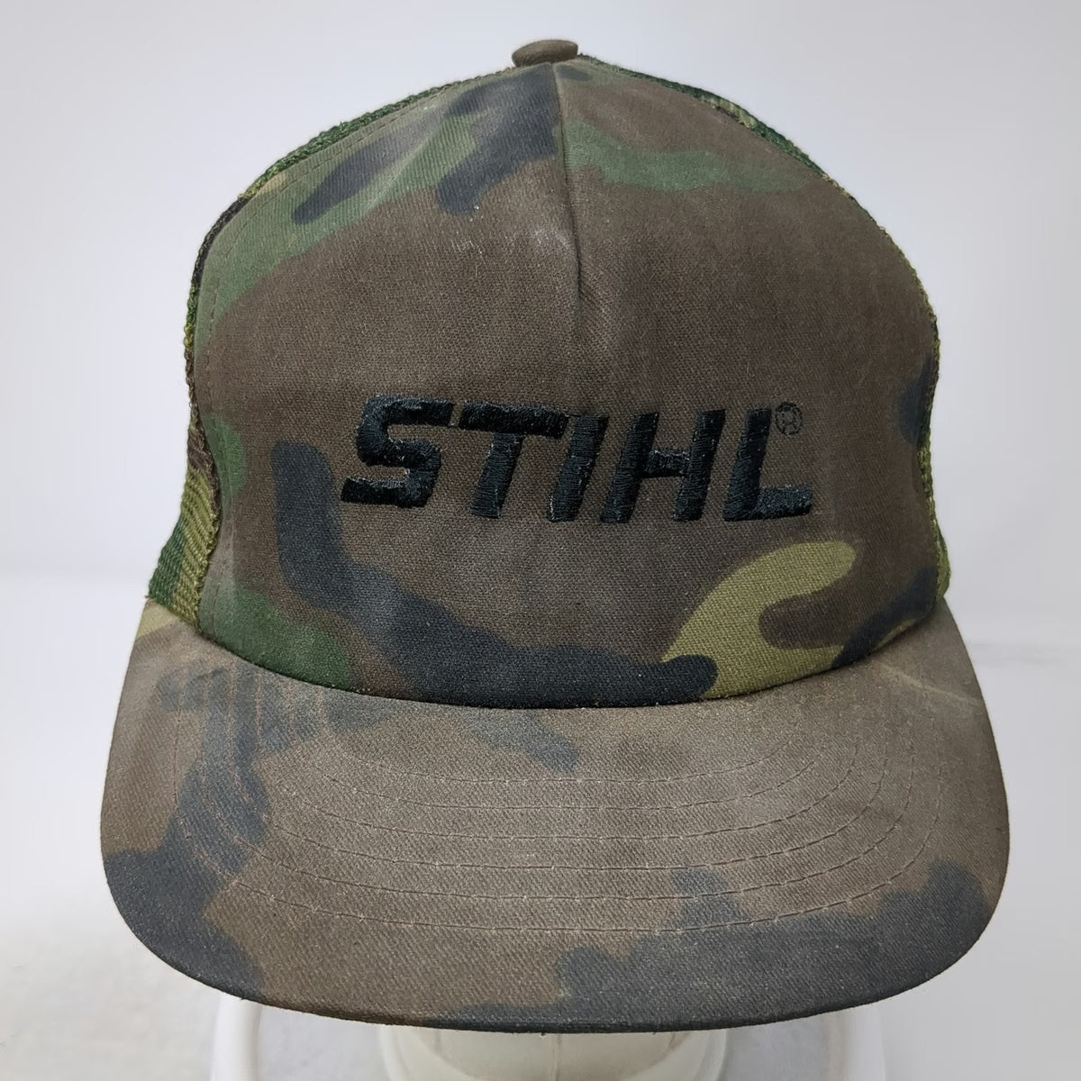Swingster Trucker Hat Green Camo Vintage Mesh Back STIHL Logo Snapback USA