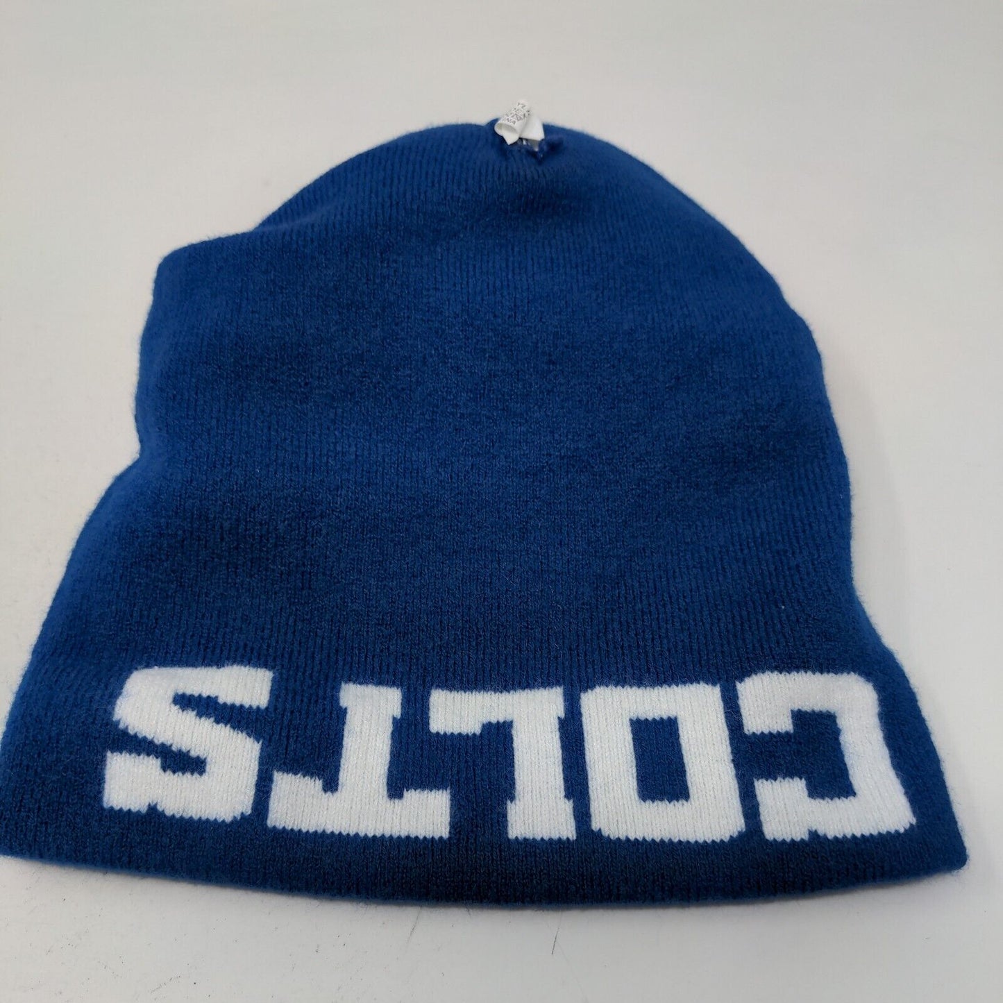 Lucas Oil Men's Knit Beanie Hat Cap Blue Camouflage Acrylic Blend Pom Pom