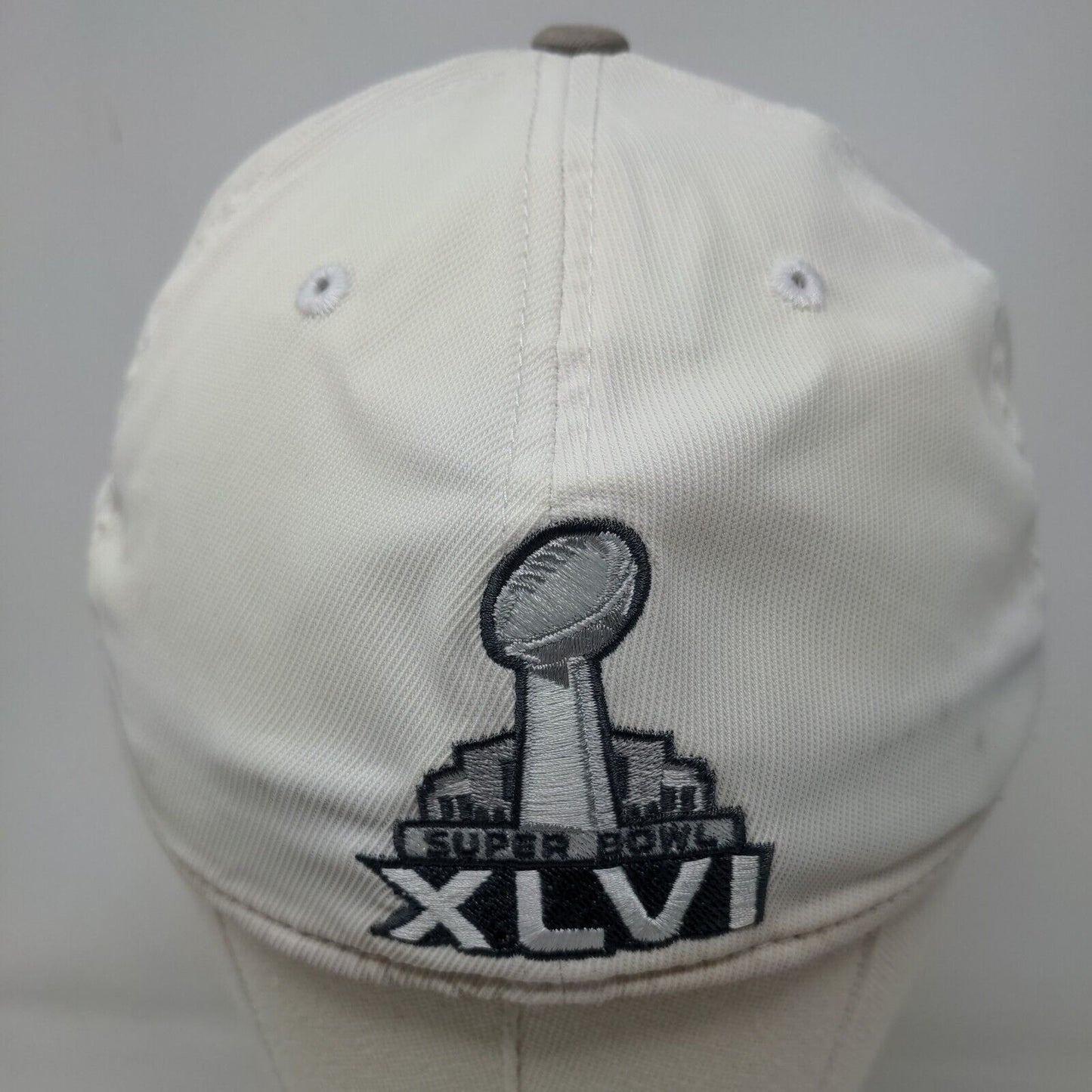 Reebok NFL Mens Fitted Hat White OSFA Embroidered Super Bowl XLVI 2011 Champions