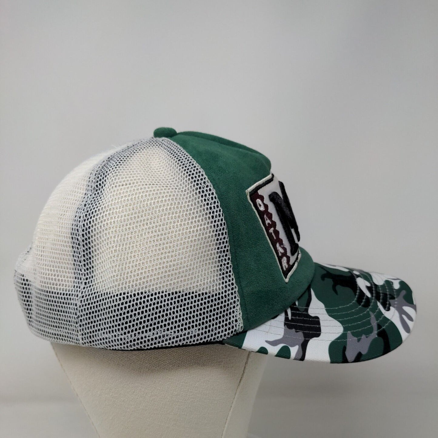 Qatar MH Queue Snapback Mesh Back Trucker Hat Green Camo One Size