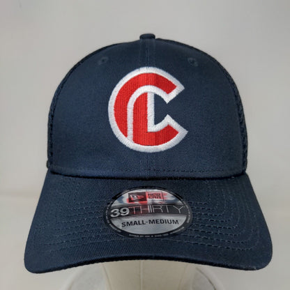New Era Men's Fitted Hat Blue S-M Embroidered C Logo 39Thirty 100% Cotton