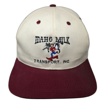 SB CAP Snapback Hat White Red One Size Idaho Milk Transport Inc Green Underbrim