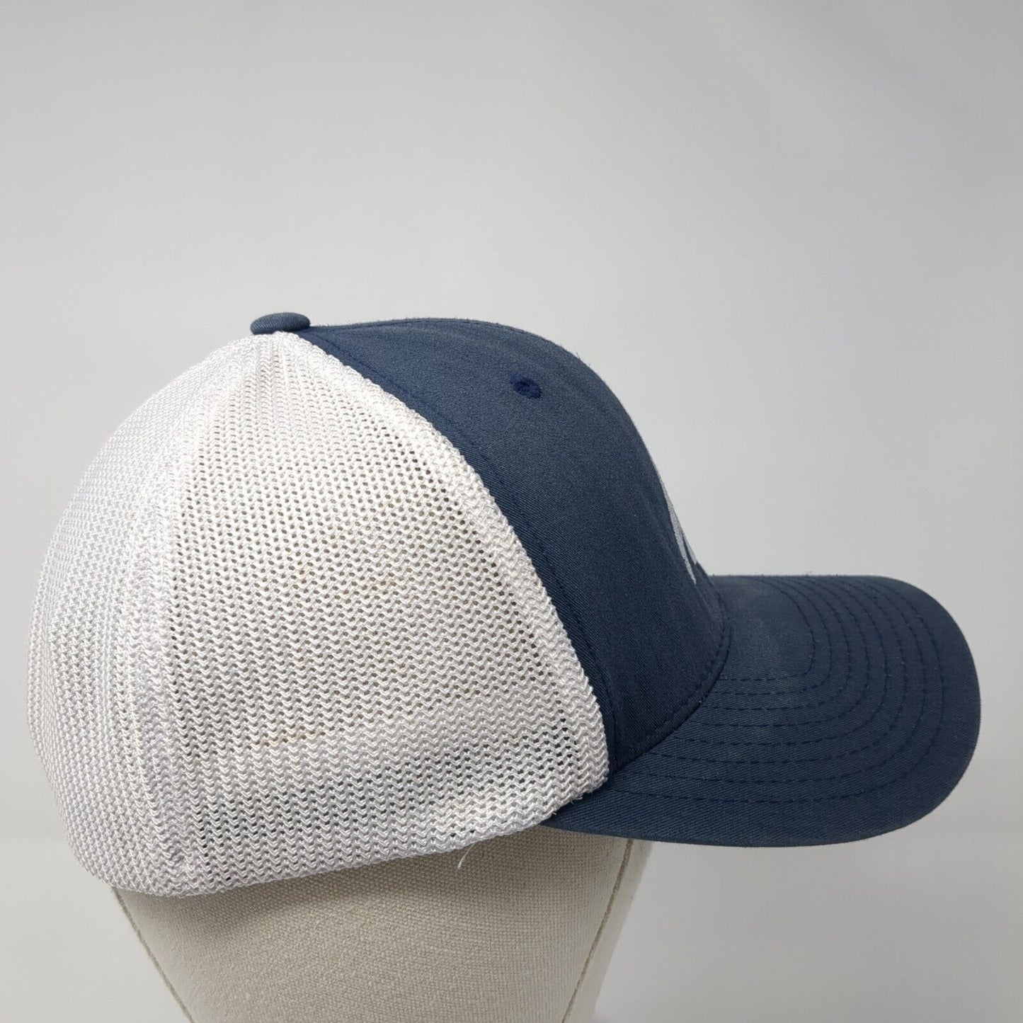 H Fitted Trucker Hat Blue One Size Adjustable Flexfit Mesh Back 6 Panel Yupoong
