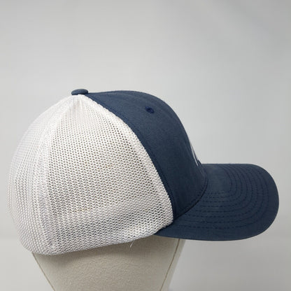 H Fitted Trucker Hat Blue One Size Adjustable Flexfit Mesh Back 6 Panel Yupoong