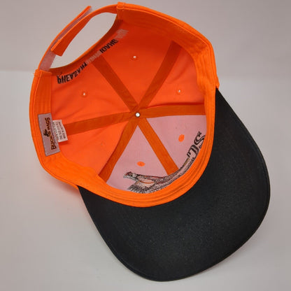 2C Pheasant Hunt Idaho Strapback Hat Orange OSFA Adjustable Embroidered Cotton