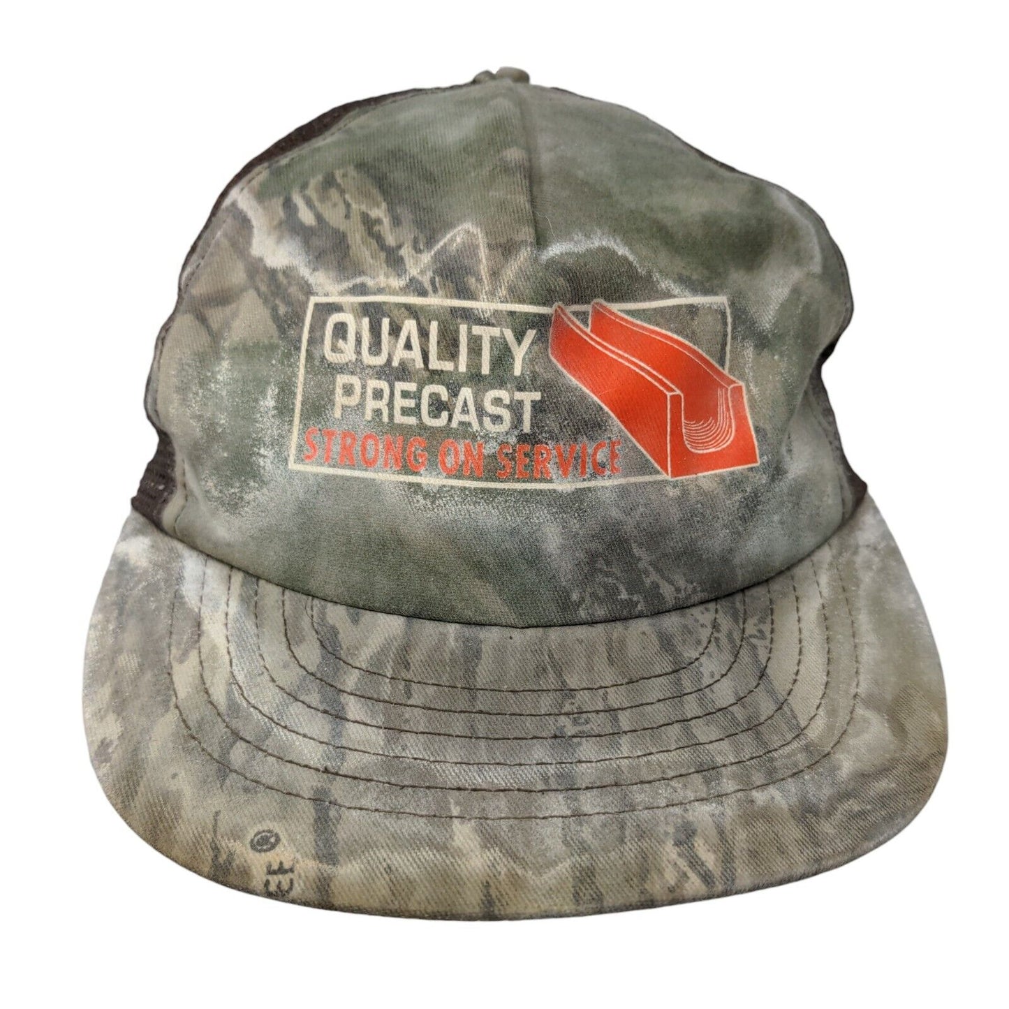 Quality Precast Strong On Service Snapback Mesh Back Trucker Hat Camo OSFA