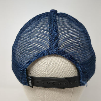 VANS Off The Wall Snapback Trucker Hat Blue One Size Adjustable Mesh Back Rope