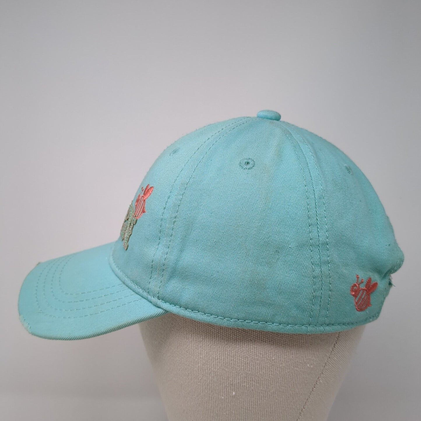 Queen Bee Strapback Hat Blue One Size Adjustable Glitter 6 Panel Pugs Cotton