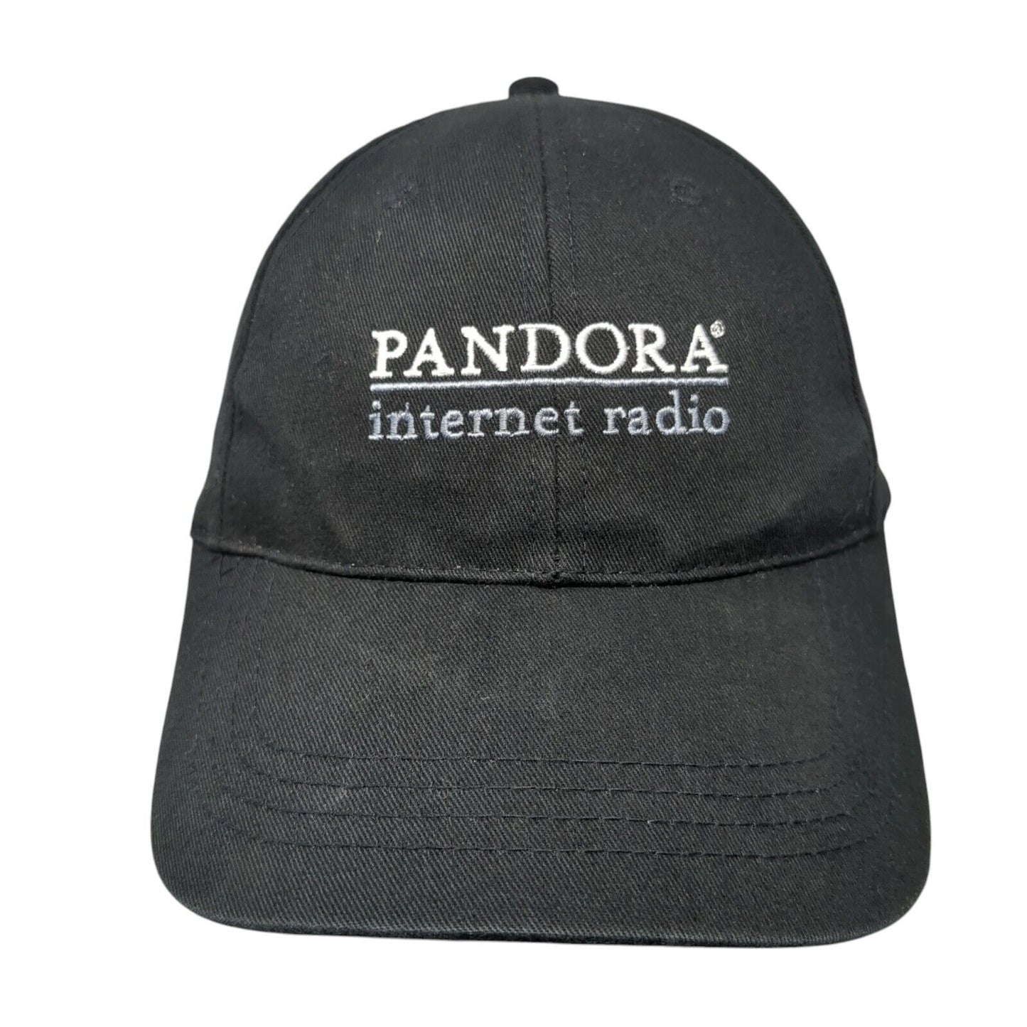Pandora Internet Radio Slideback Hat Black OS Adjustable Embroidered Cotton