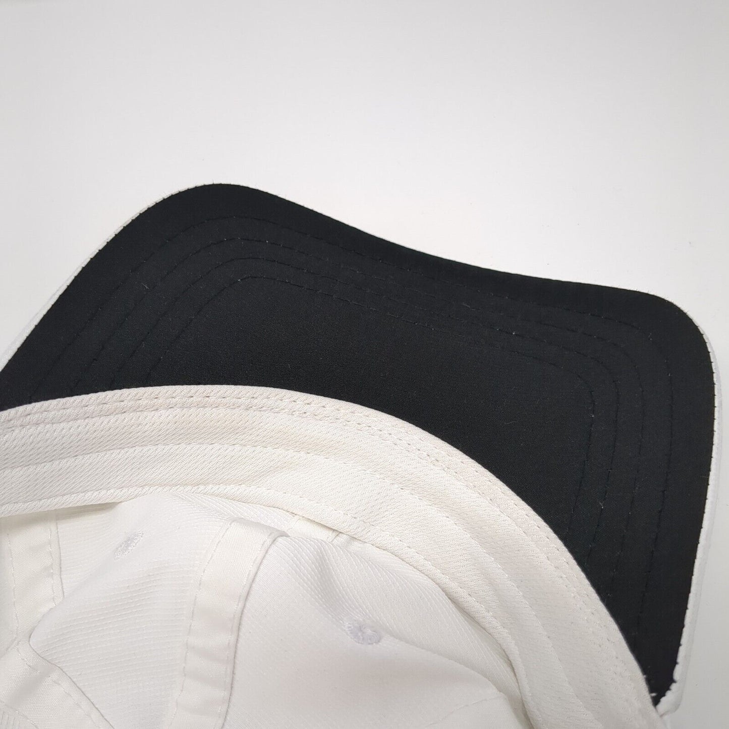 Whitetail Strapback Hat White One Size Adjustable Vented Holes 6 Panel Pukka