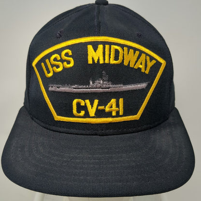 AJD 5 Panel Blue One Size USS Midway CV-41 Ship Patch Snapback Hat Made in USA