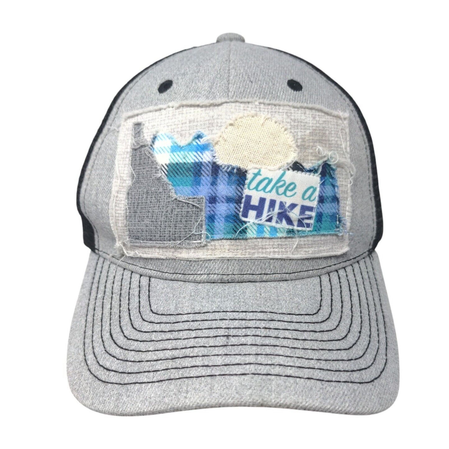 Take A Hike Snapback Trucker Hat Gray OSFM Adjustable Mesh Back Polyester