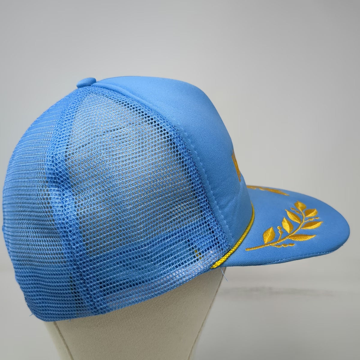 Hawaiian Headwear Trucker Hat Blue Yellow One Size Hawaii Rope Mesh Snapback Hat