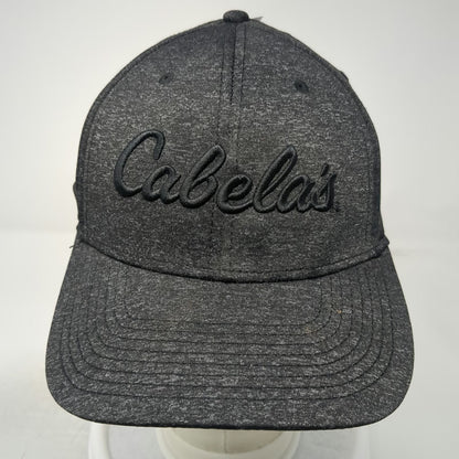 Cabela's Baseball Cap Black One Size Gray Embroidered Logo Stretch Fit Hat