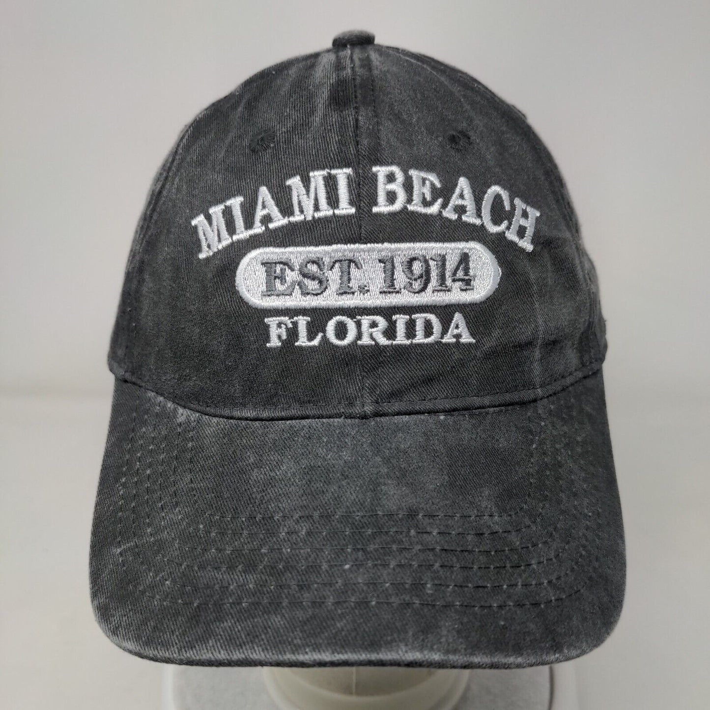 Miami Beach Florida Slideback Hat Gray OSFA Embroidered Adjustable