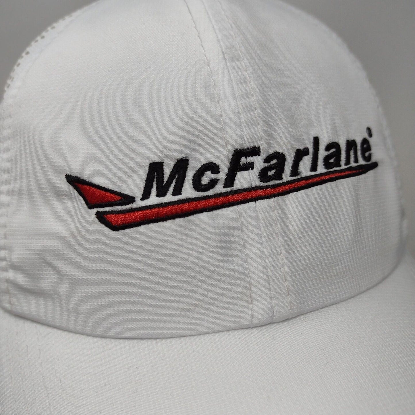 McFarlane Strapback Hat White OSFA Adjustable Embroidered Breathable Hit Wear