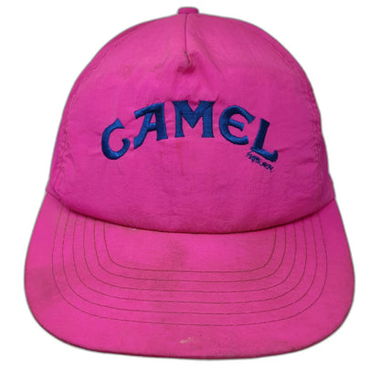 Camel Cigarettes 5 Panel Pink Blue Nylon Snapback Hat Embroidered Logo Vintage