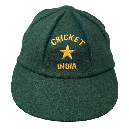 Vintage Wool Cricket Hat Green India Star Logo Embroidered Sports