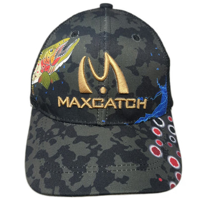 Maxcatch Gray Trucker Hat One Size Fishing Camo Snapback Mesh Trout Logo Gear