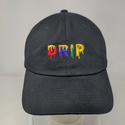 Drip Slideback Hat Black One Size Adjustable Embroidered Top Level Cotton