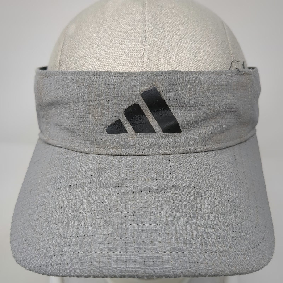 Adidas Visor Gray One Size Performance Logo Sport Hat Adjustable Strap Golf
