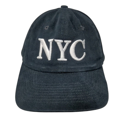 NYC Slideback Hat Blue One Size Adjustable Embroidered Vented Holes 6 Panel
