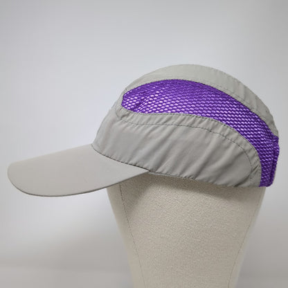 Racetrackers Baseball Cap Beige One Size Purple Ribbon Mesh Strapback Runner Hat