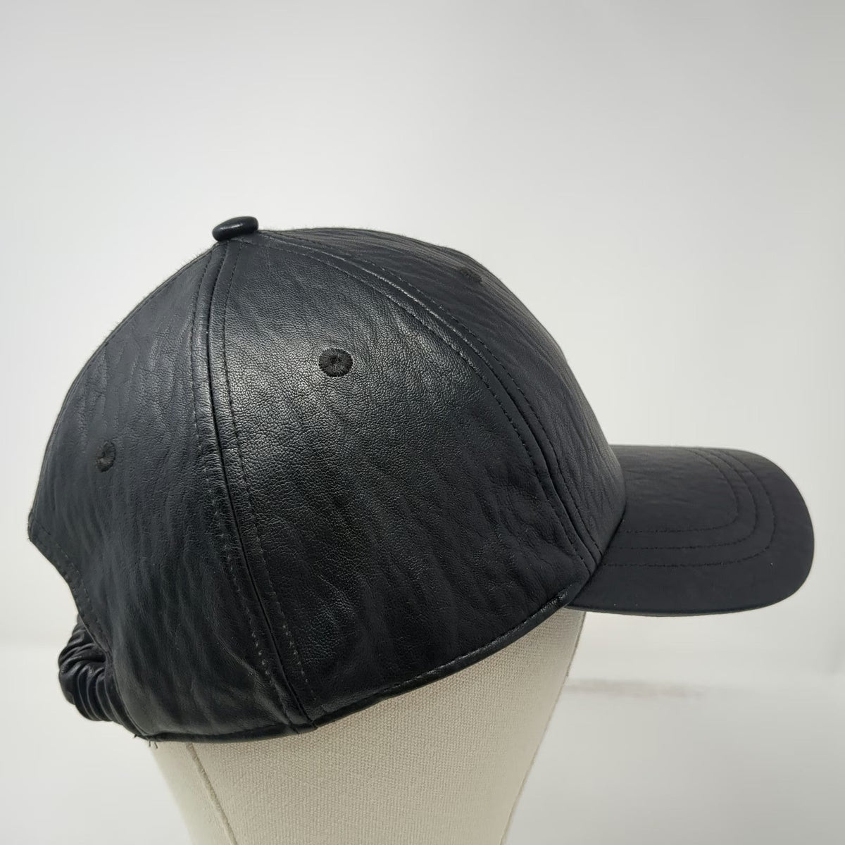 A New Day Baseball Cap Black One Size Imitation Leather Elastic Strapback Hat
