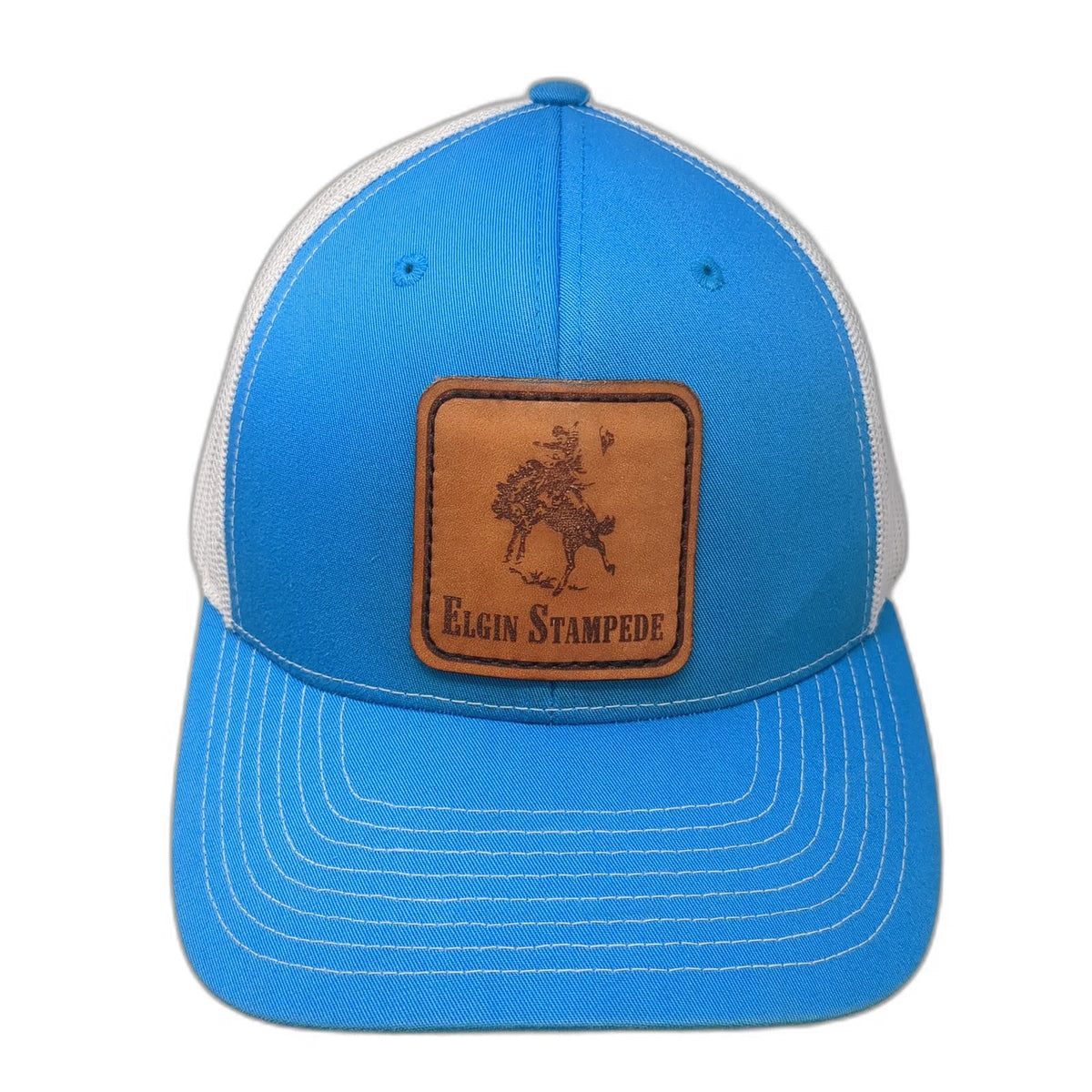 Richardson Trucker Hat Blue One Size Elgin Stampede Leather Patch Snapback