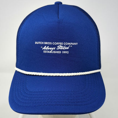 Dutch Bros Coffee Company Trucker Hat Blue One Size Snapback Rope Always Stoked