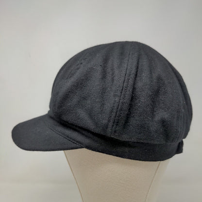 Trixie Women's Cadet Cap Black Polyester Wool Blend Flower Accent