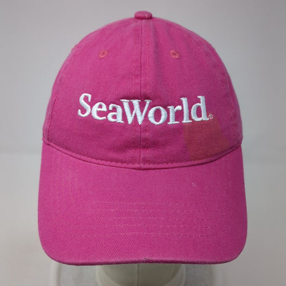 SeaWorld Slideback Hat Pink One Size Adjustable Embroidered 6 Panel
