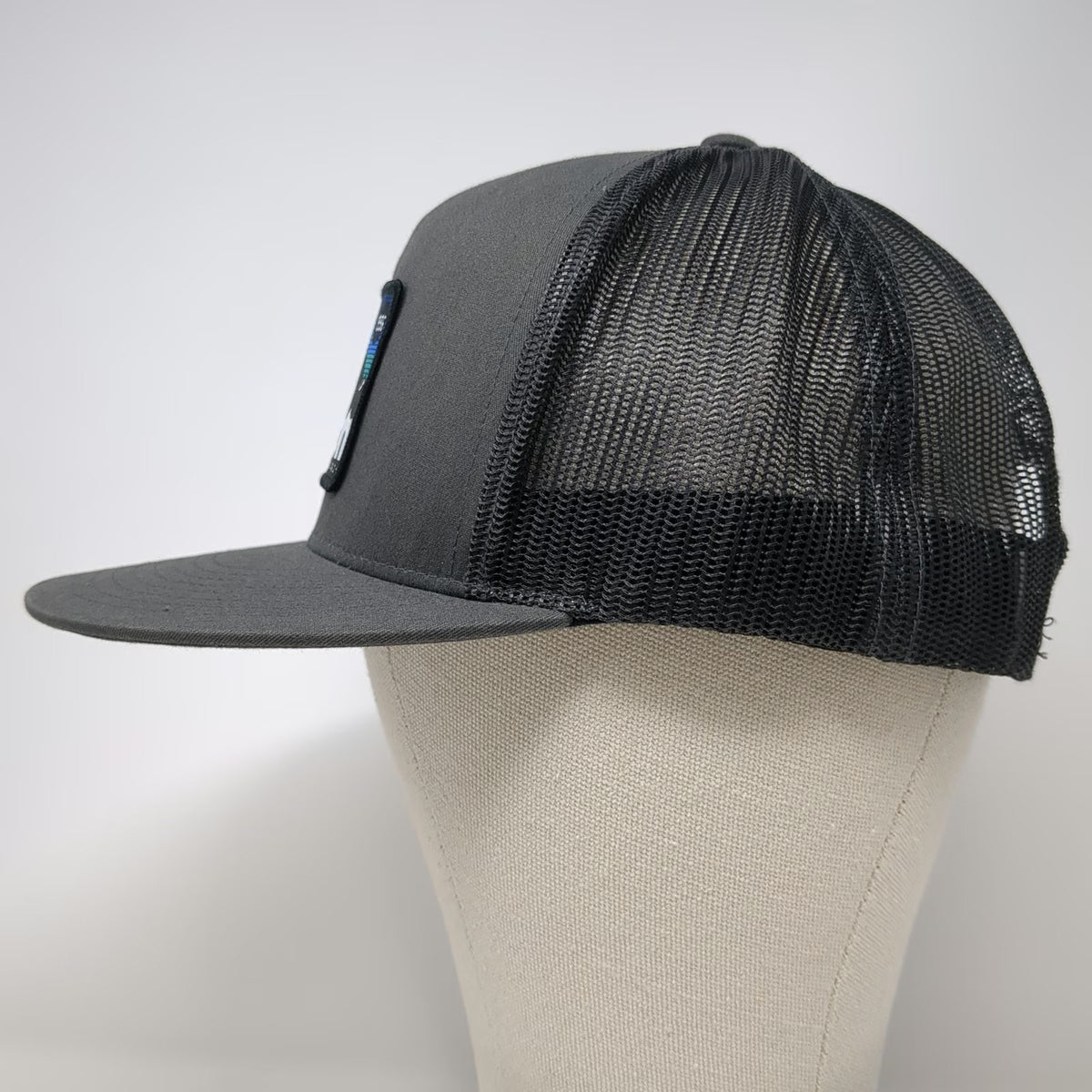 Teton Gravity Research Trucker Hat Gray OSFM Mesh Snapback Flat Brim Mountains