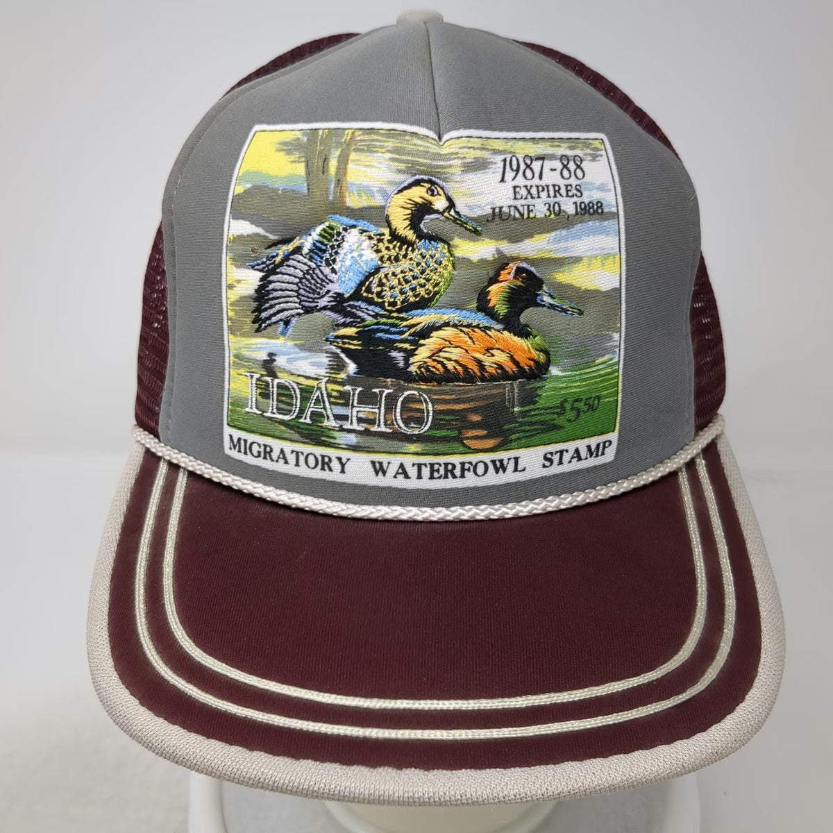 Idaho First Issue Trucker Hat Purple Duck Migratory Waterfowl Stamp 1987 Vintage