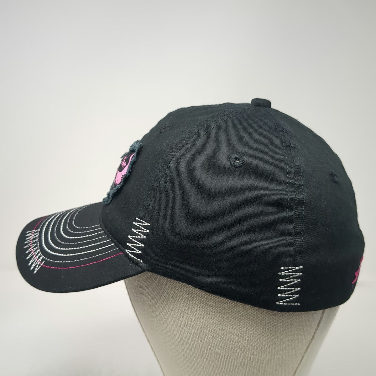 Baseball Cap Black One Size Stampede for the Cure Pink Ribbon Distressed Hat