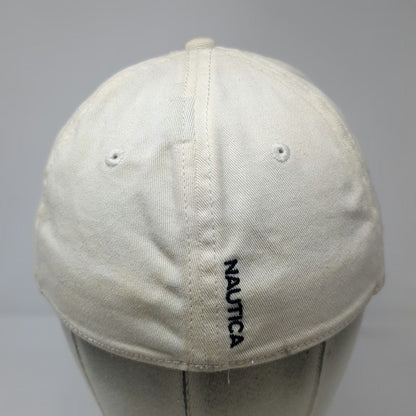 Nautica Baseball Cap White M Fitted Embroidered Logo A-Flex Stretch Fit Hat
