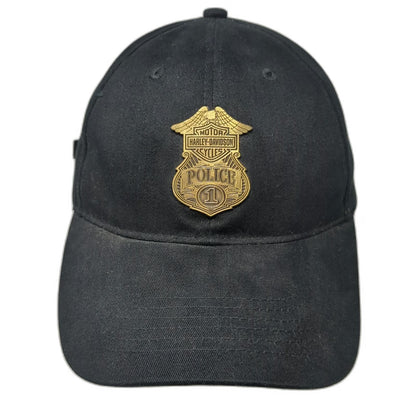 Harley-Davidson Baseball Cap Black One Size Police Badge Gold Embroidery Hat