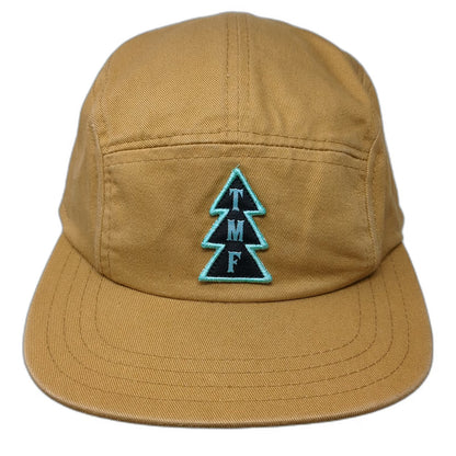 Pukka 5 Panel Brown Black Blue One Size Leather Strapback Cotton Tree Logo Hat