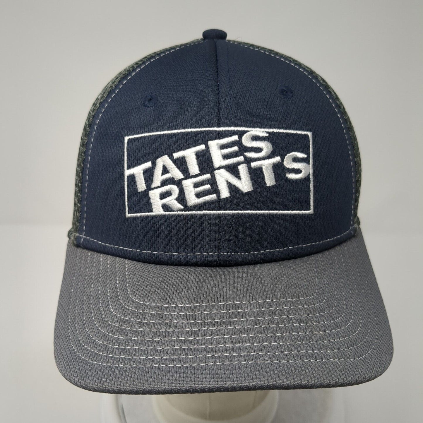 Tates Rents Fitted Mesh Back Hat Gray M/L Embroidered Colorblock 6 Panel