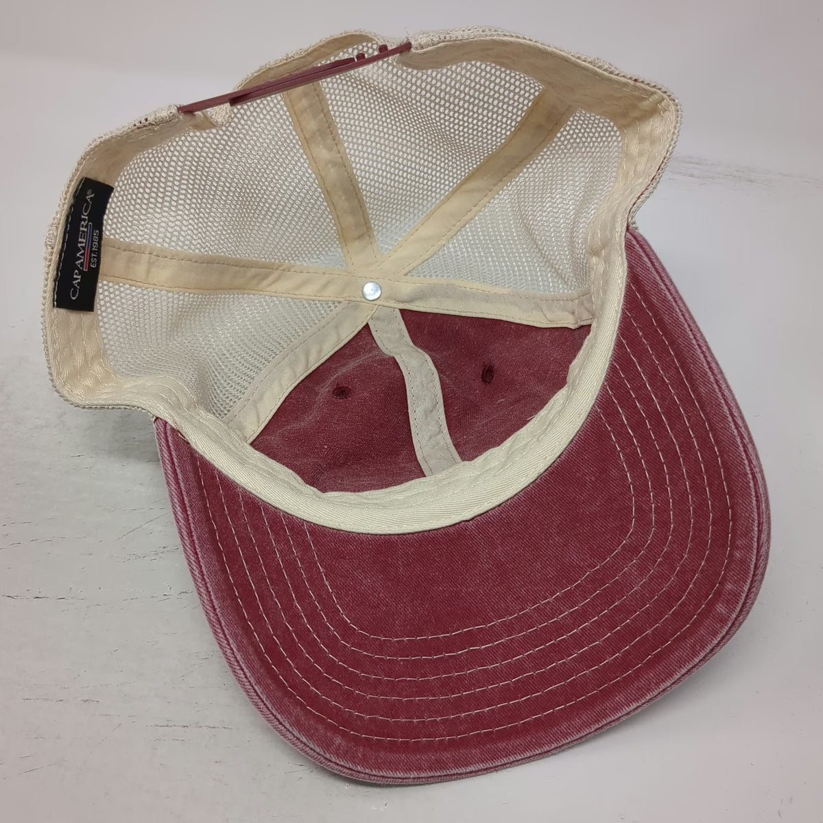 Cap America Trucker Hat Red One Size University of Montana Family Weekend Mesh