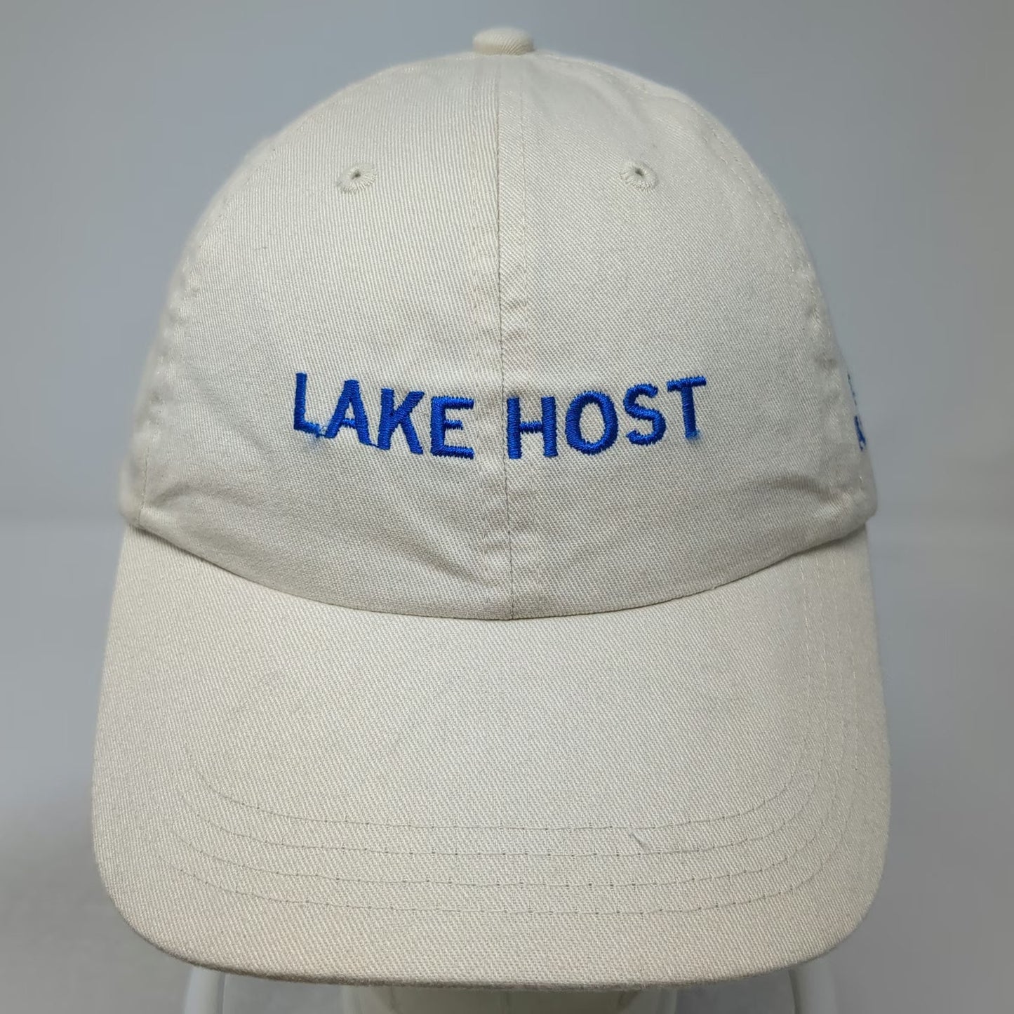 Baseball Cap Beige One Size NH Lakes Association Lake Host Cotton Slideback Hat