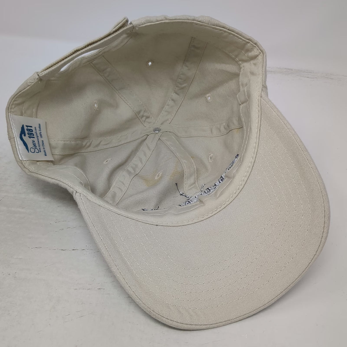 My Town Originals Pigeon River Tennessee Hat Beige Blue One Size Baseball Cap