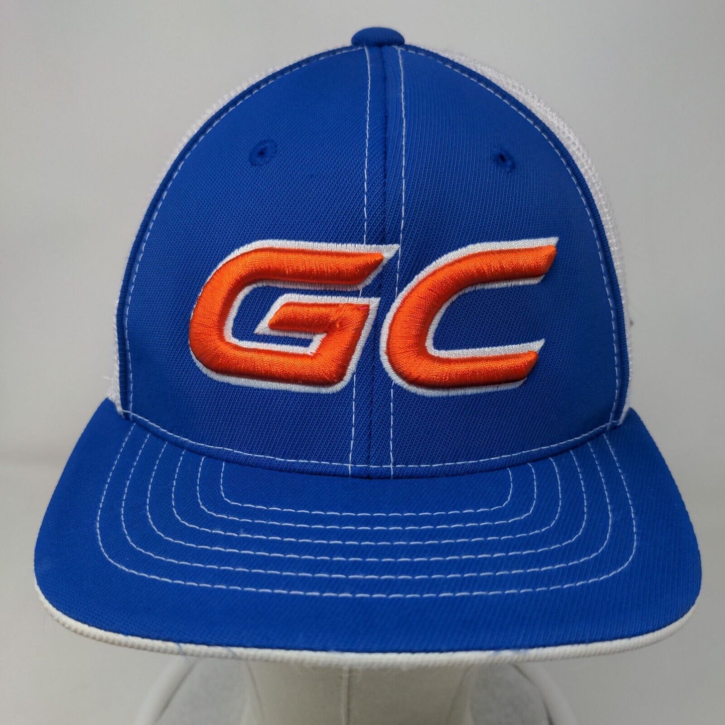 Pacific Headwear Boys Mesh Back Fitted Hat Blue 6 3/8 6 7/8 Embroidered GC Logo